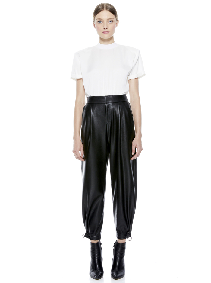 PARIS VEGAN LEATHER TOGGLE JOGGER - BLACK image 2 - Alice And Olivia