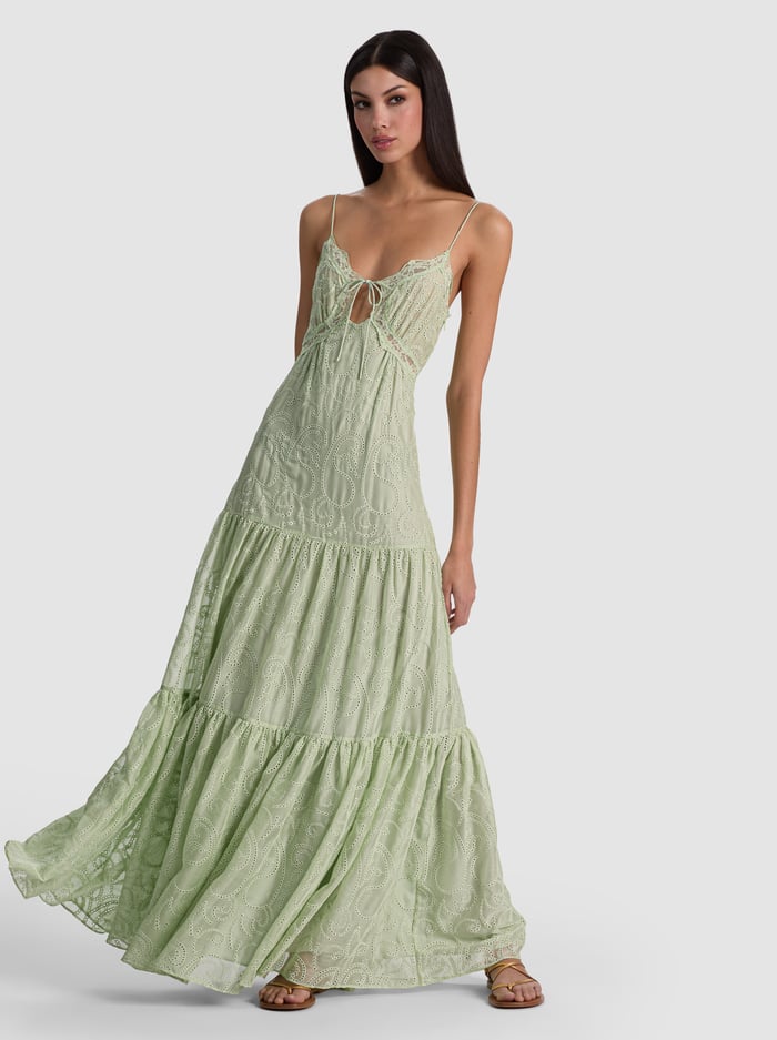 NICKY TIERED MAXI DRESS - LIGHT SAGE - ALICE + OLIVIA
