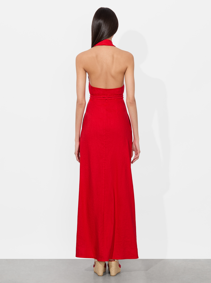 CHASSIDY LINEN MAXI DRESS - BRIGHT RUBY image 2 - Alice And Olivia
