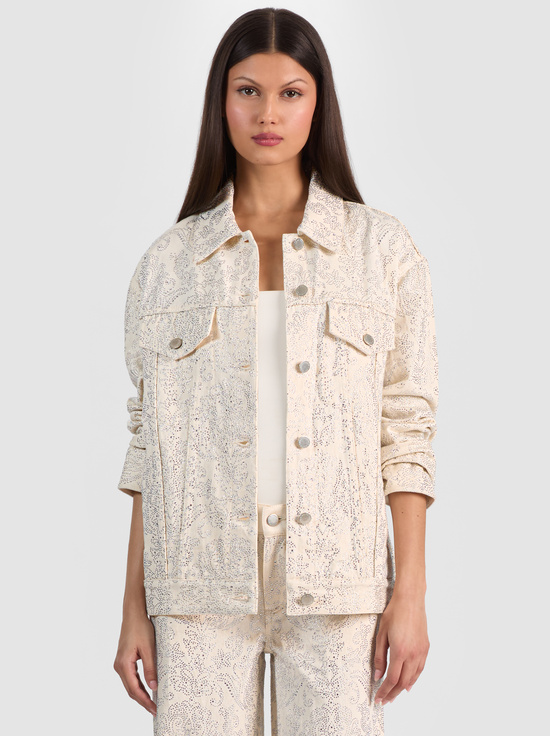 OFF WHITE/MULTI-JEFF EMBELLISHED DENIM JACKET