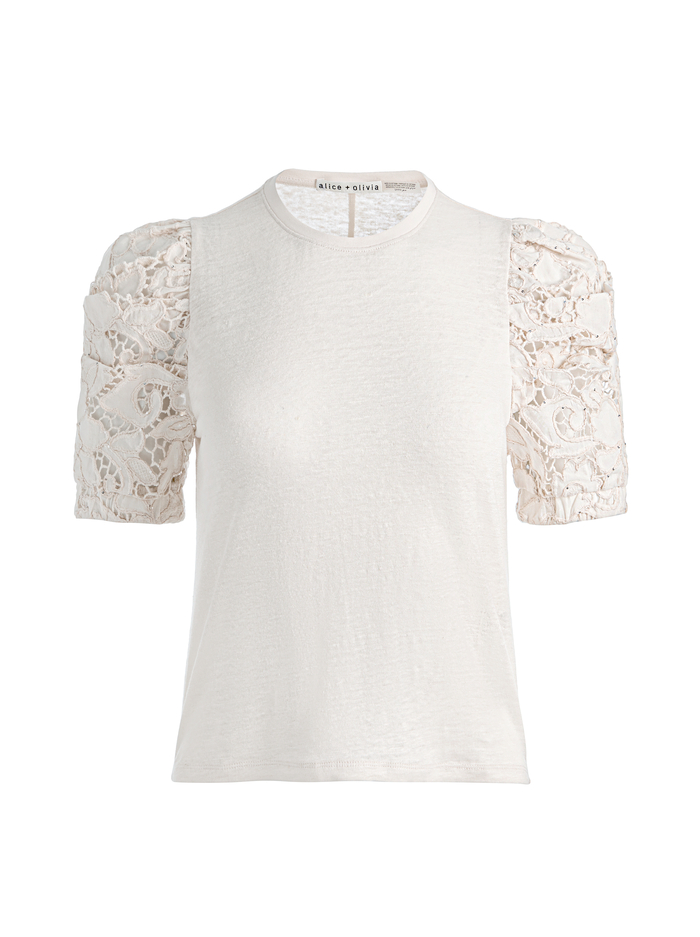 TYLER LINEN CREW NECK TOP - NATURAL image 5 - ALICE + OLIVIA