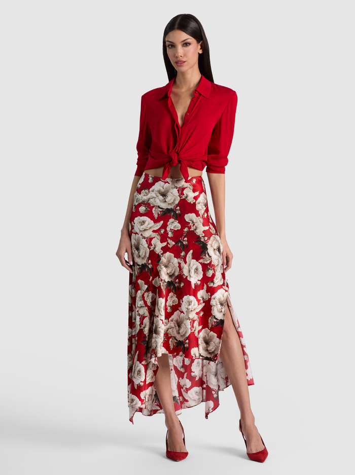 ROSA MIDI SLIP SKIRT - ROSE GARDEN SM HIBISCUS image 1 - ALICE + OLIVIA