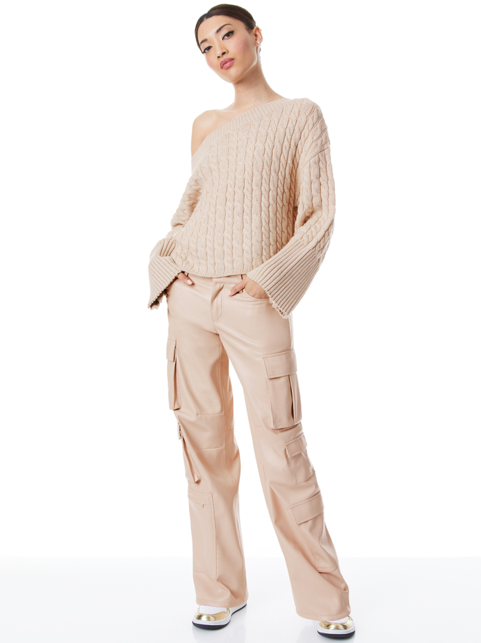 INA CABLE KNIT SWEATER - ALMOND HEATHER image 2 - Alice And Olivia