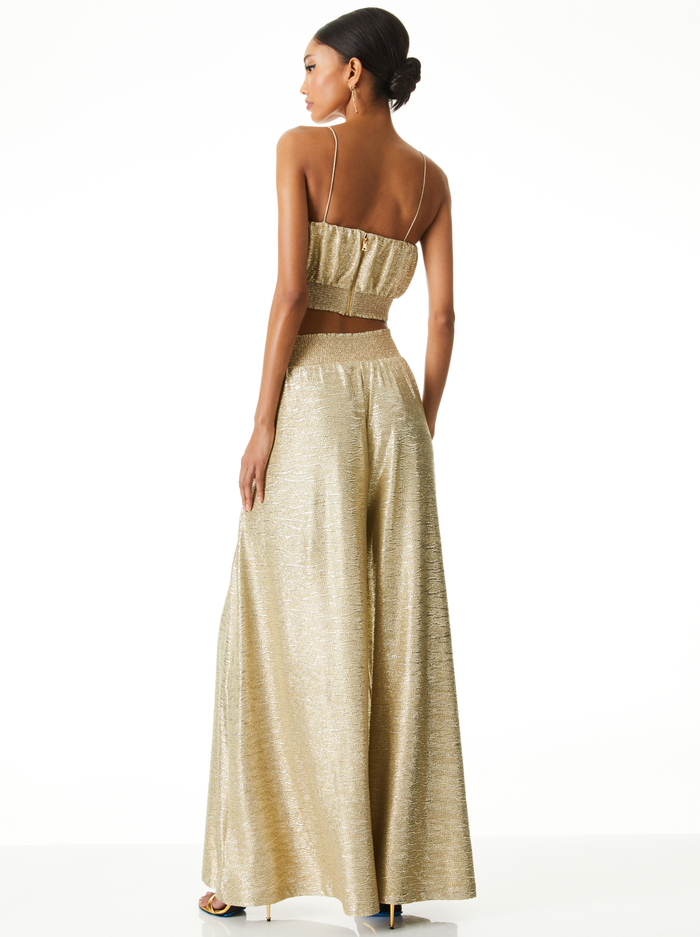 WENDEE RUCHED CROP TOP - GOLD image 1 - Alice And Olivia