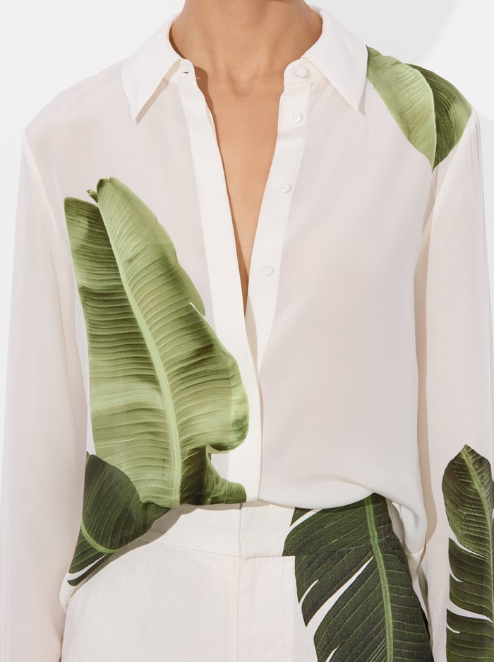 WILLA SILK BLOUSE - JUNGLE PALM OFF WHITE image 3 - Alice And Olivia