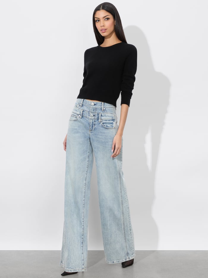 CAROLANN CASHMERE SHRUNKEN PULLOVER - BLACK image 4 - Alice And Olivia