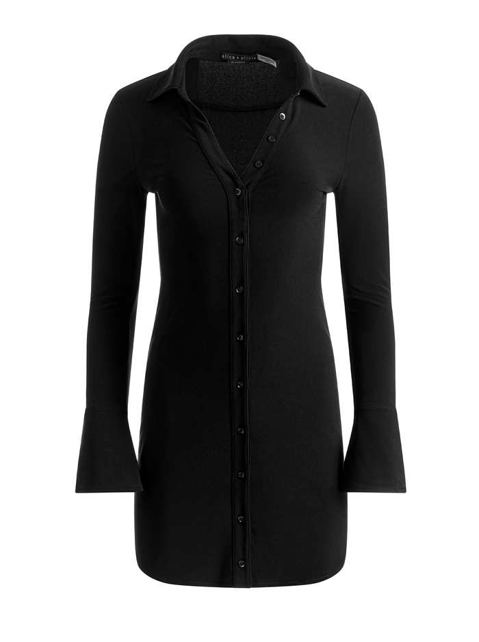 FREYA BUTTON DOWN DRESS - BLACK image 5 - ALICE + OLIVIA