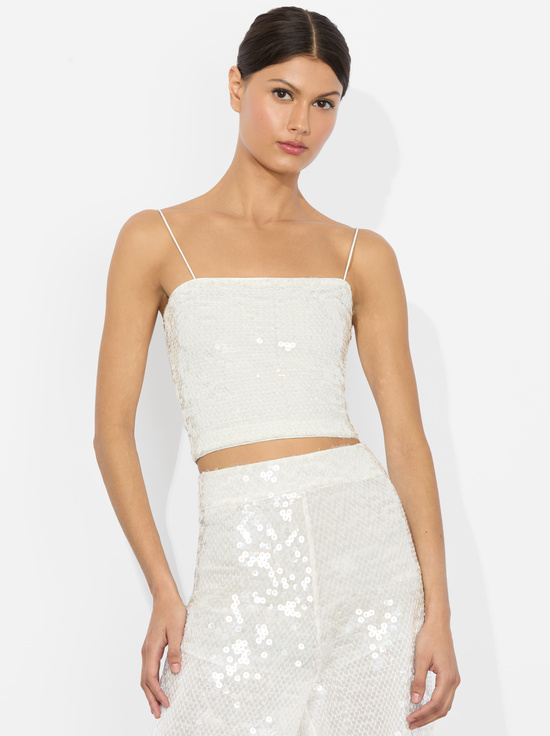 OFF WHITE/CLEAR-CERESI EMBELLISHED TOP