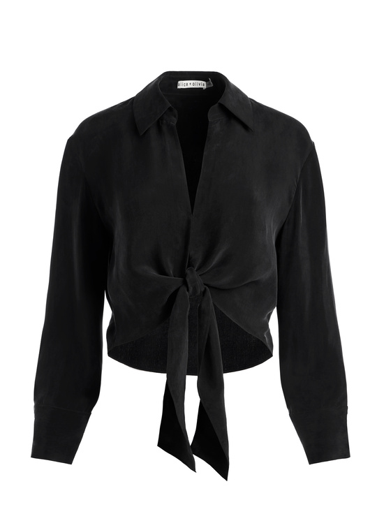 BLACK-HANNON TIE FRONT BLOUSE