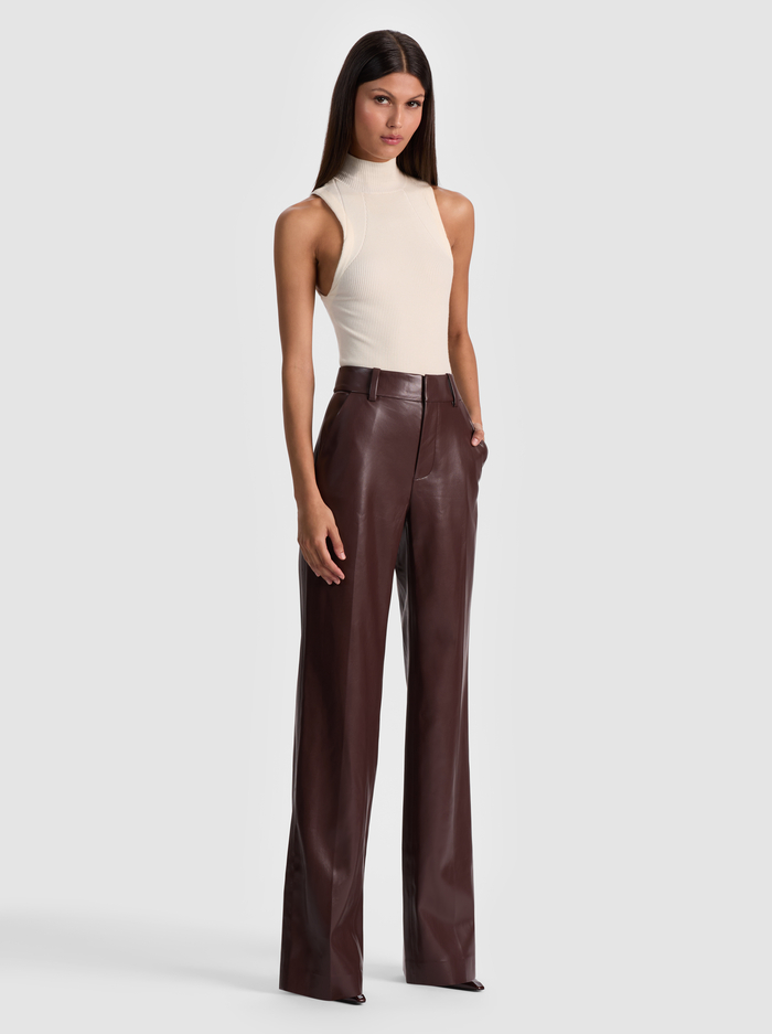 ALEXANDER VEGAN TROUSER - DARK CHOCOLATE image 4 - Alice And Olivia