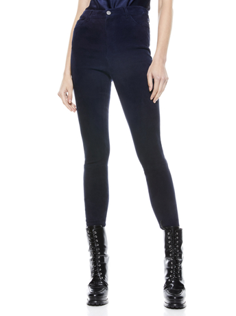 NAVY-MIKAH SINGLE BUTTON SUEDE PANT