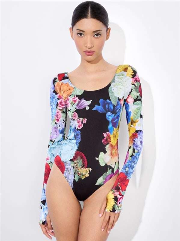 Rhys Ballet Bodysuit In Garden Brunch Black | Alice + Olivia