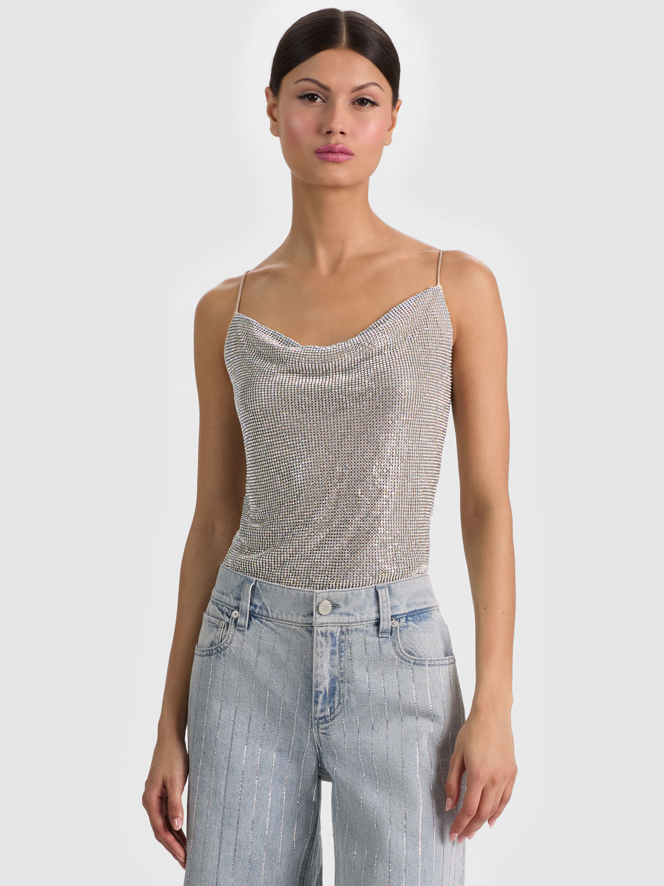 HARMON CHAINMAIL SLIP TANK in SILVER/CHAINMAIL | ALICE + OLIVIA