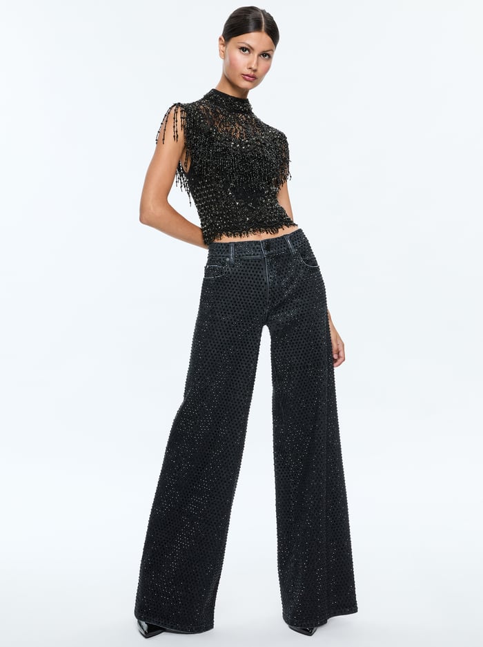 PRIA EMBELLISHED TOP - BLACK image 4 - Alice And Olivia