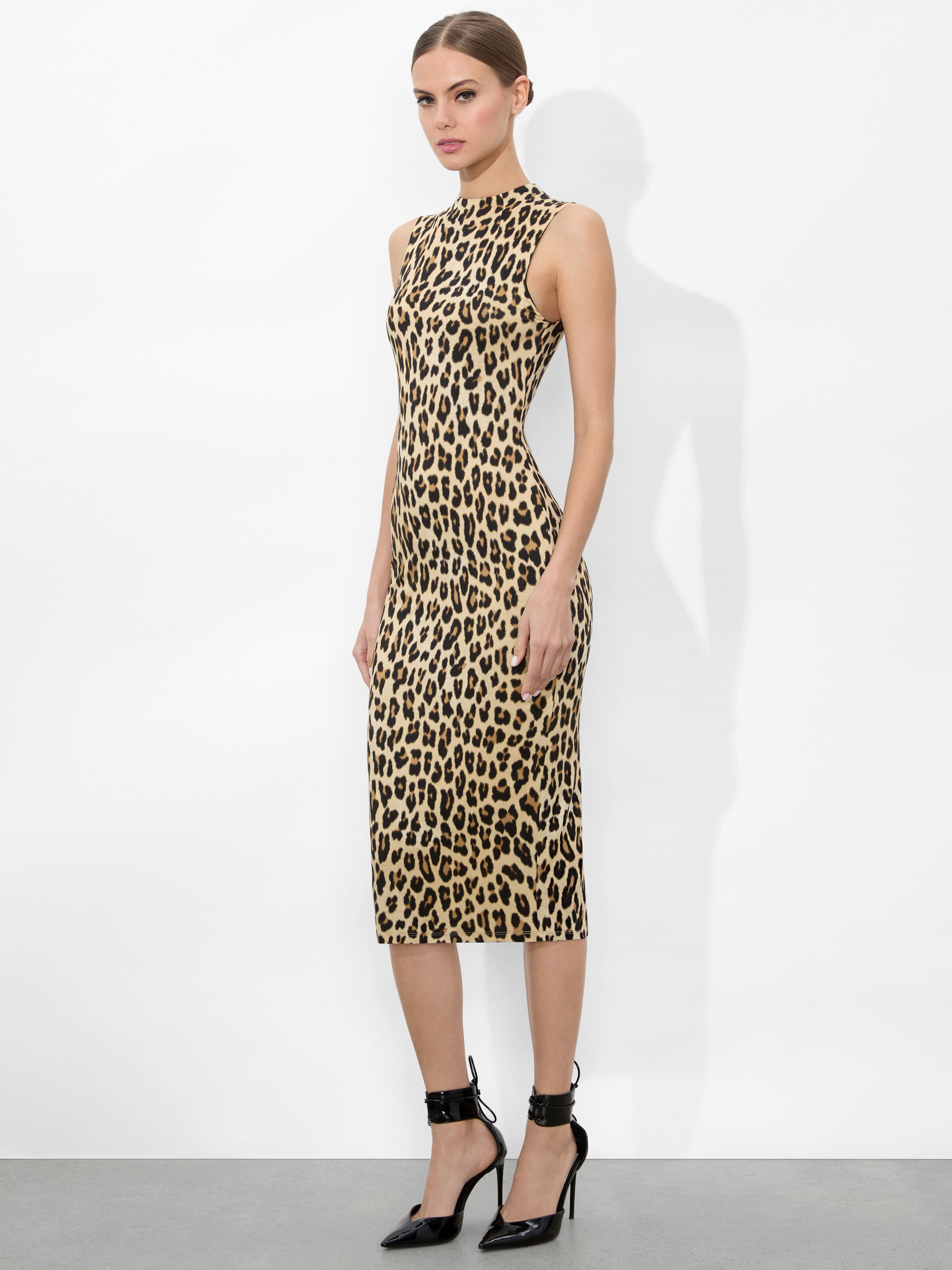 delora fitted mock neck dress