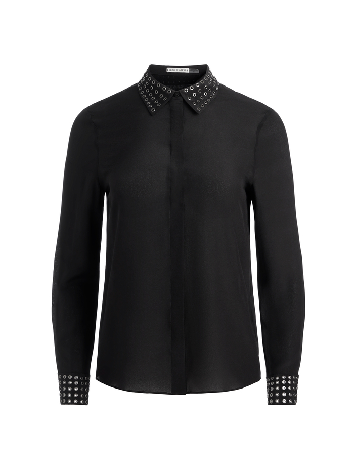 WILLA GROMMET TOP - BLACK image 5 - Alice And Olivia