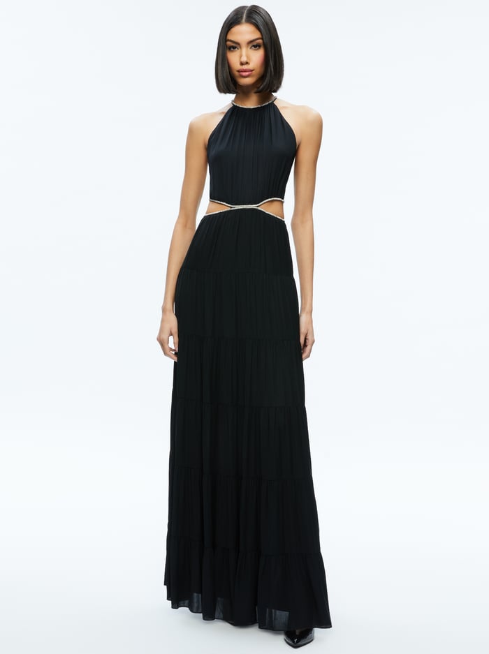 MYRTICE EMBELLISHED CUT OUT MAXI DRESS - BLACK - Alice And Olivia