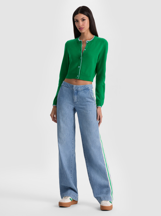 EDIE WASH/OFF WHITE/GREEN APPL-XANDER RACING STRIPE JEAN