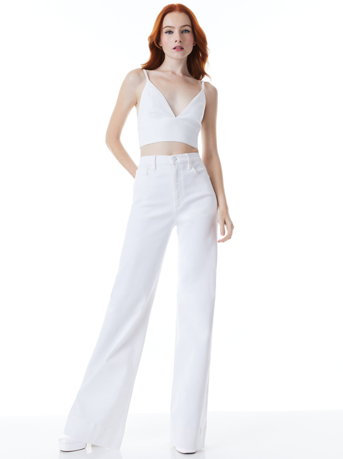 SOFIA HIGH RISE BOYFRIEND JEAN - WHITE image 1 - Alice And Olivia