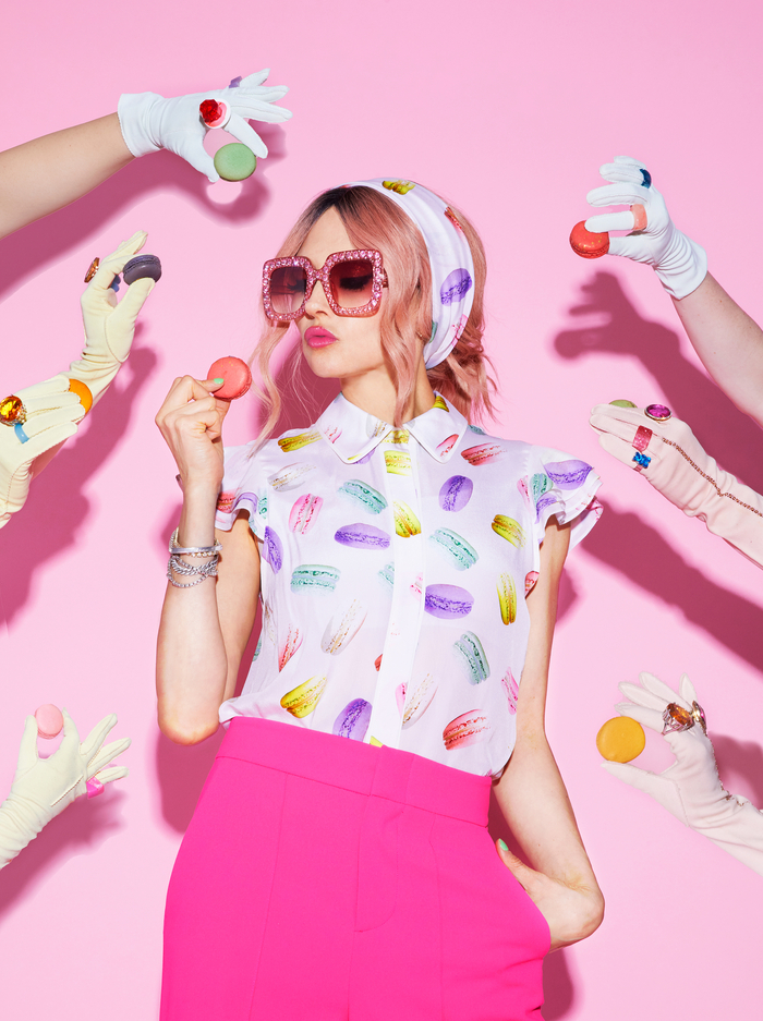 ELI FLUTTER SLEEVE BUTTON DOWN - SUNDAY MACAROONS image 5 - Alice And Olivia