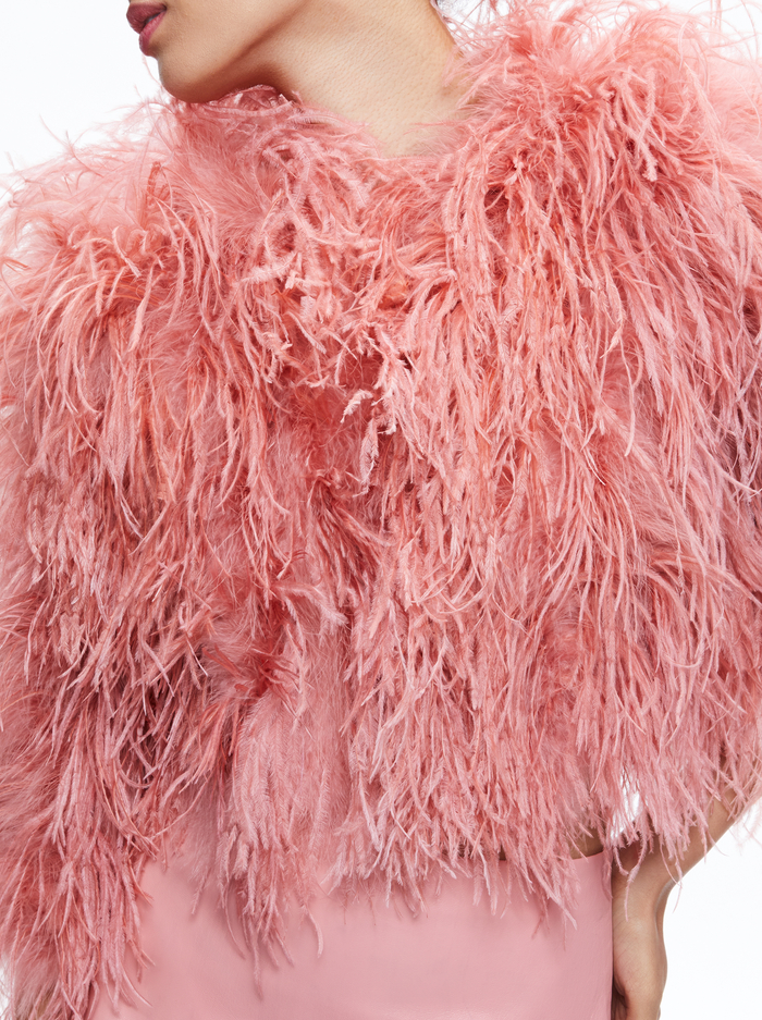 KIDMAN FEATHERED JACKET - ROSE image 3 - Alice And Olivia