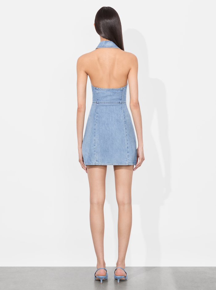 AXELLE DENIM MINI DRESS - PEYTON VINTAGE BLUE image 2 - Alice And Olivia