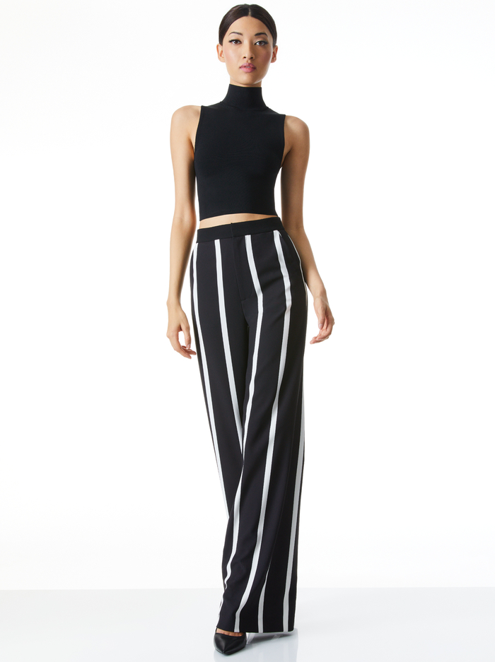 DARINA MOCK NECK FITTED CROPPED TANK - BLACK image 2 - Alice And Olivia