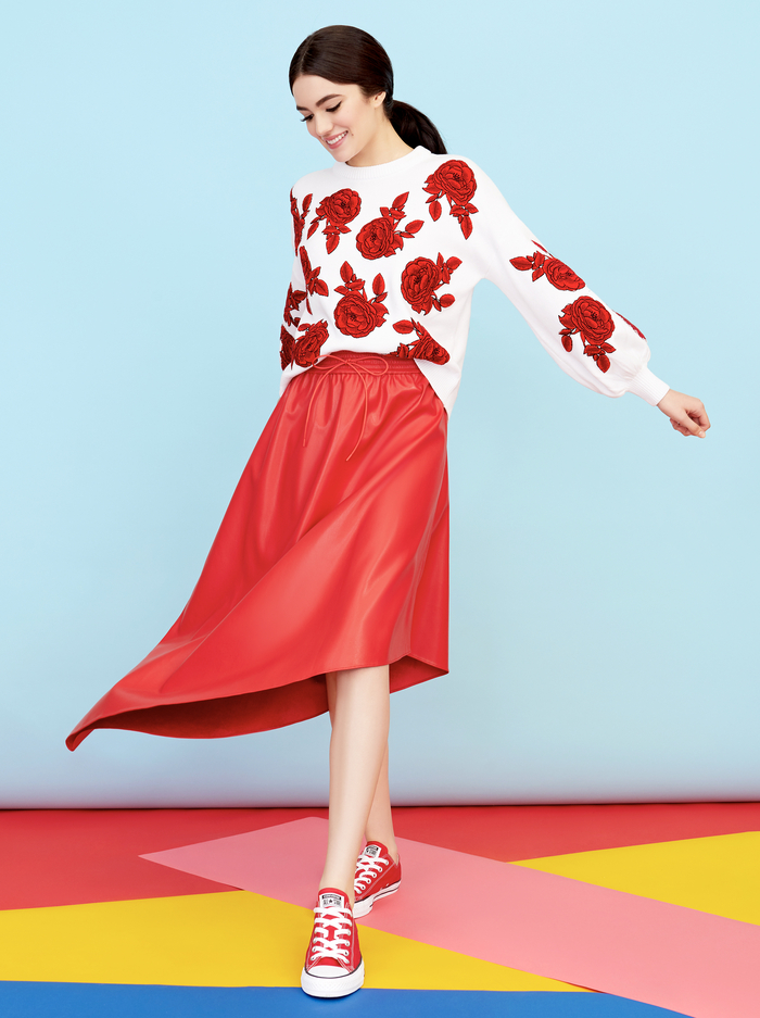 CARWEN EMBROIDERED PULLOVER - SOFT WHITE/BRIGHT POPPY image 6 - Alice And Olivia