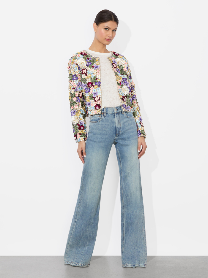 KIDMAN EMBELLISHED TWEED JACKET - CHAMPAGNE/MULTI image 4 - Alice And Olivia