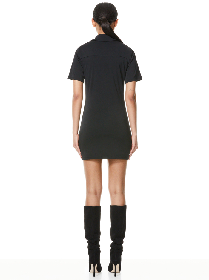 MARSHA RUCHED POLO MINI DRESS - BLACK image 1 - Alice And Olivia