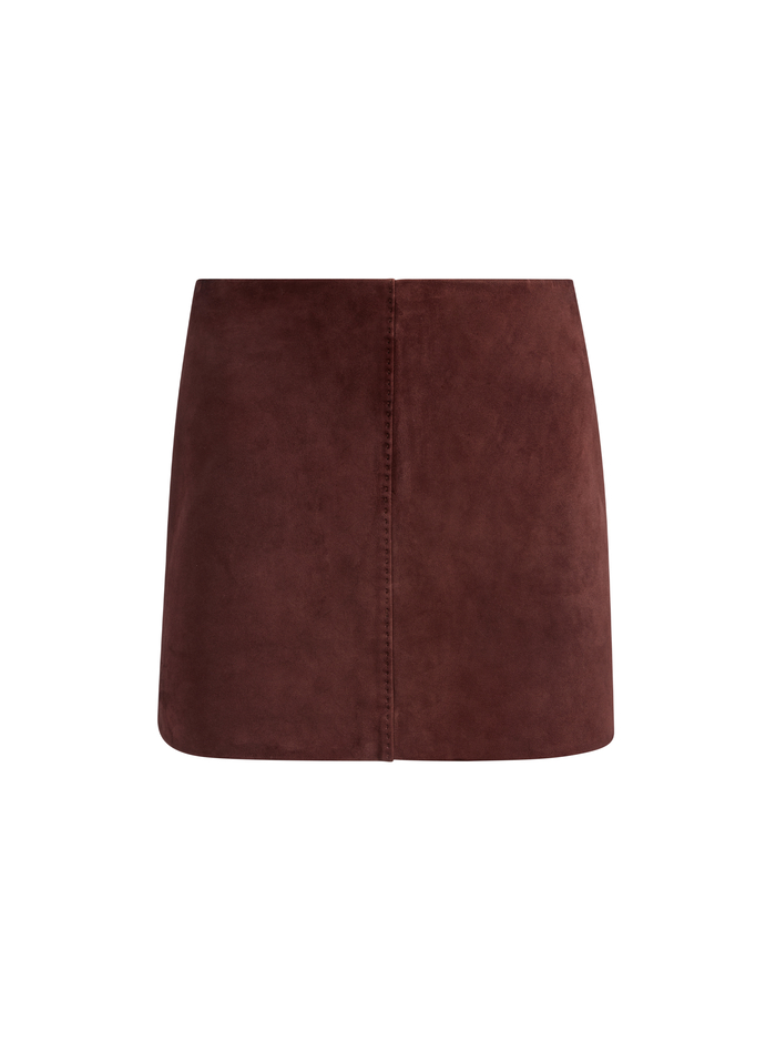 RILEY SUEDE MINI SKIRT - DARK CHOCOLATE image 5 - ALICE + OLIVIA