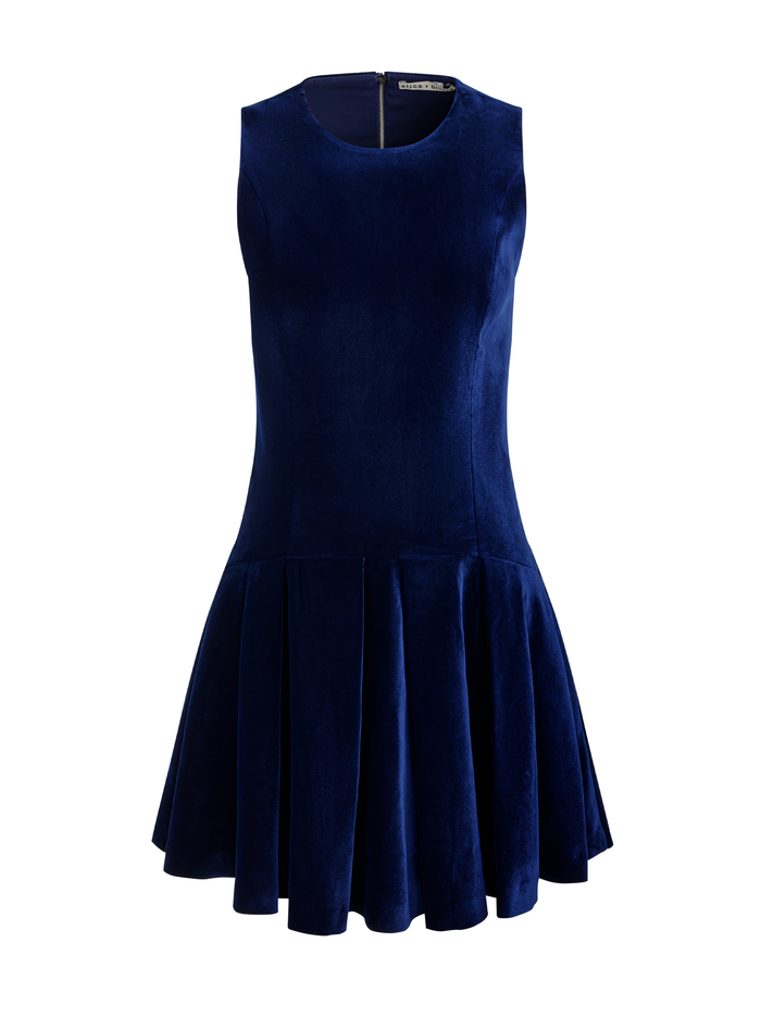 ADLEY VELVET MINI DRESS - DARK MIDNIGHT BLUE image 5 - Alice And Olivia