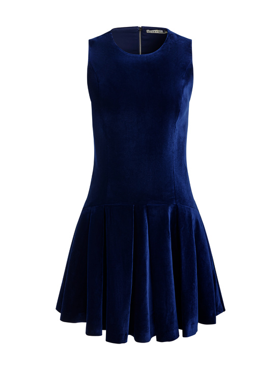 DARK MIDNIGHT BLUE-ADLEY VELVET MINI DRESS