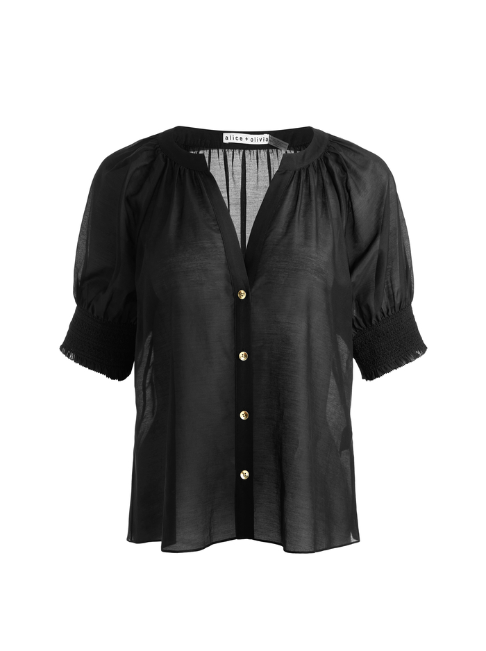 THALIA BUTTON DOWN BLOUSE - BLACK image 5 - Alice And Olivia