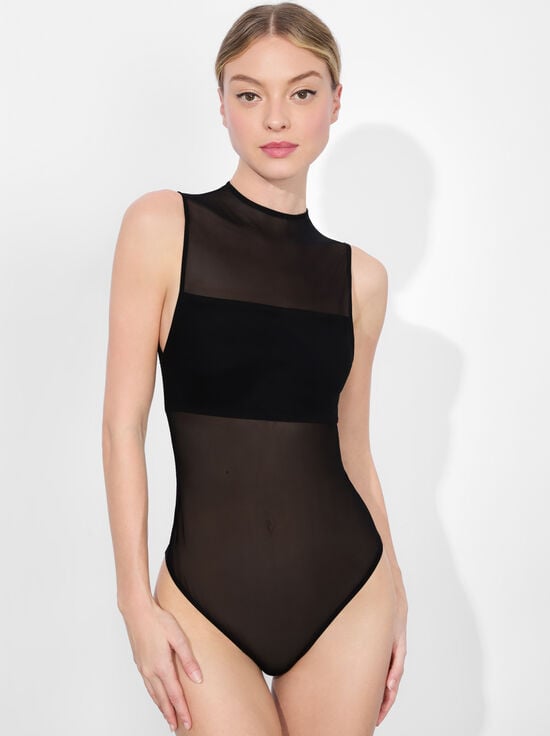 BLACK-BANDEAU SLEEVELESS BODYSUIT