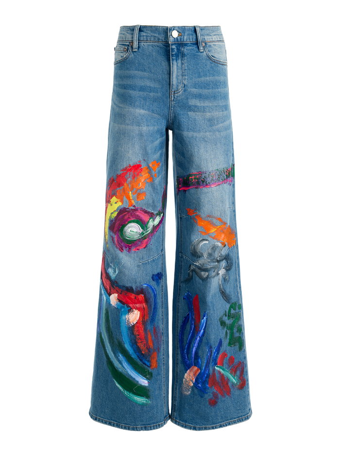 TUCKER PAINTED JEAN - AVERY BLUE/MULTI image 5 - Alice And Olivia