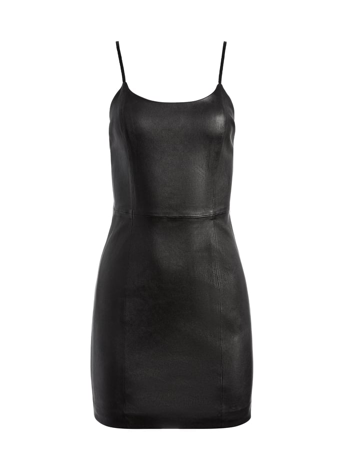 NELLE VEGAN LEATHER MINI DRESS - BLACK image 5 - Alice And Olivia