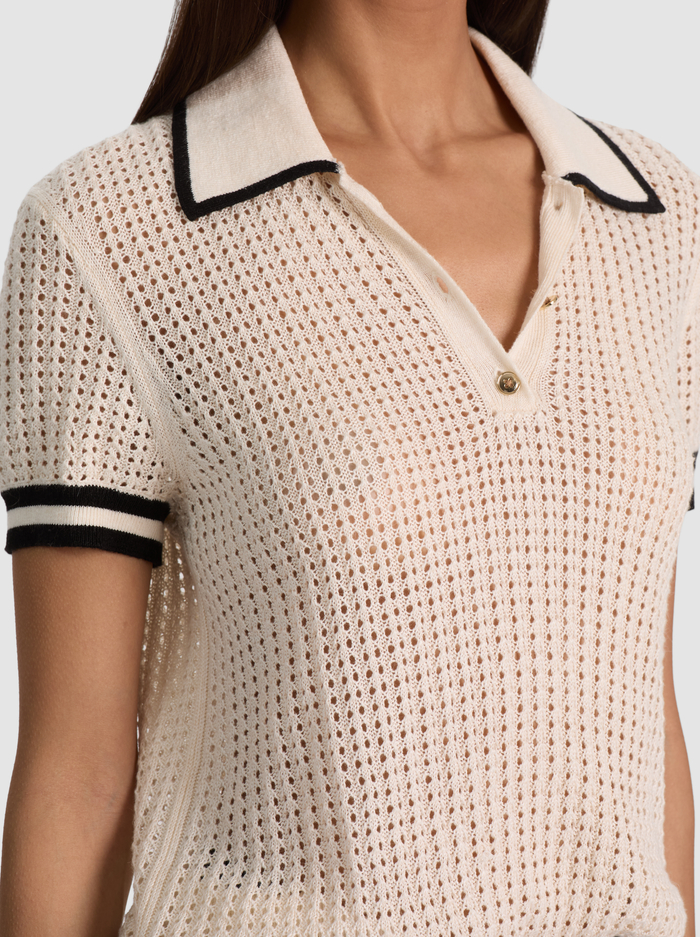 MARTHA POINTELLE POLO - SOFT WHITE/BLACK image 3 - ALICE + OLIVIA