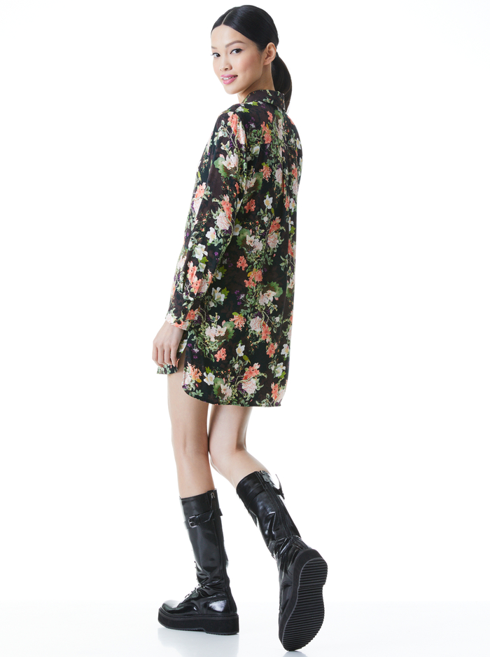 HALLIE FLORAL SHIRT DRESS - ROMANCE BLACK image 1 - Alice And Olivia