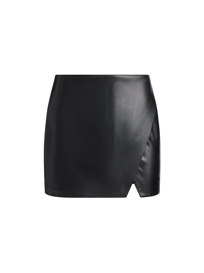 SIOBHAN VEGAN MINI SKIRT - BLACK image 5 - Alice And Olivia