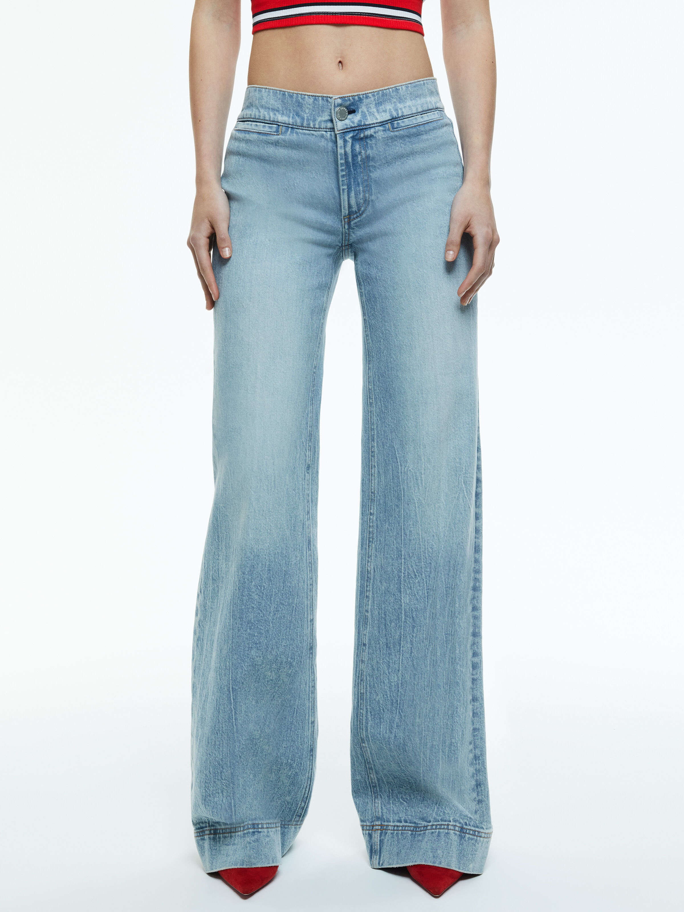 Kayla Wide Leg Coin Pocket Jean In Rockstar Blue Alice Olivia