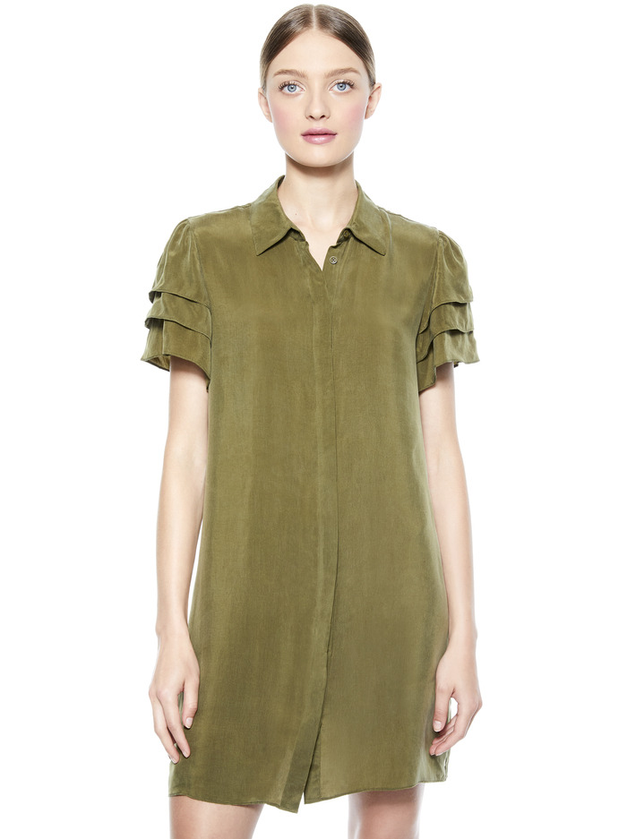 JEM SHORT SLEEVE MINI DRESS - OLIVE image 2 - Alice And Olivia
