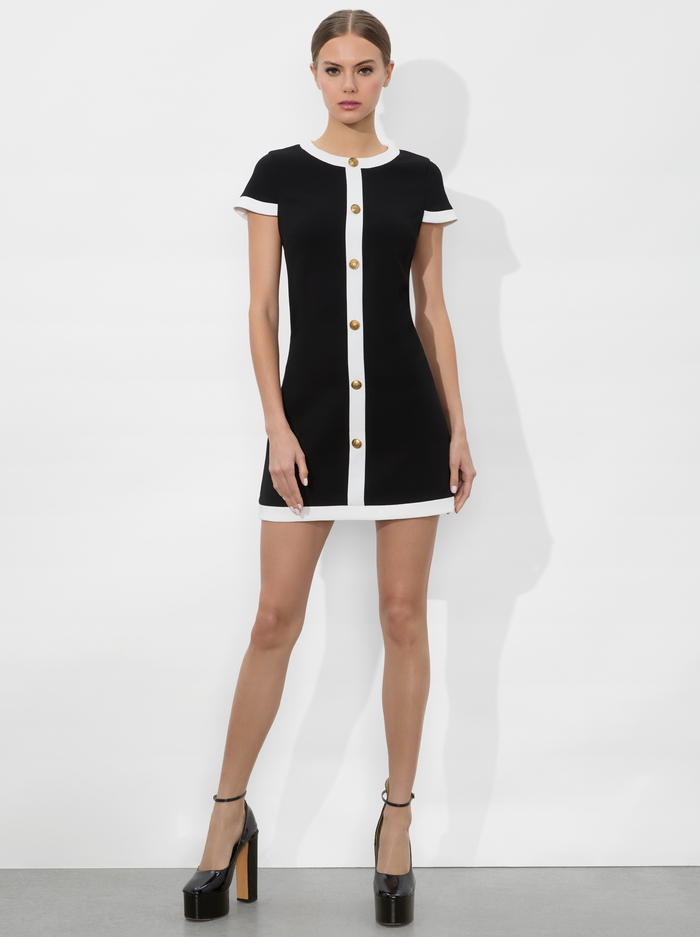 COLEY MINI DRESS - BLACK/OFF WHITE - Alice And Olivia