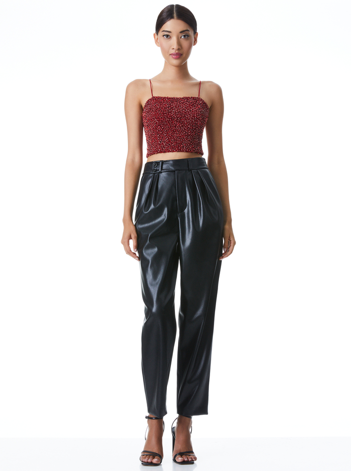 CERESI SEQUIN CROP TOP - DEEP RUBY image 2 - Alice And Olivia