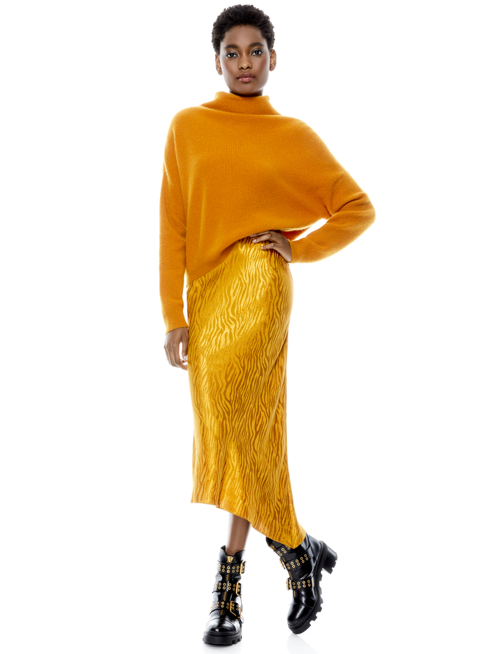 MAEVE ASYMMETRICAL SLIP SKIRT  - AUTUMN GOLD image 2 - Alice And Olivia