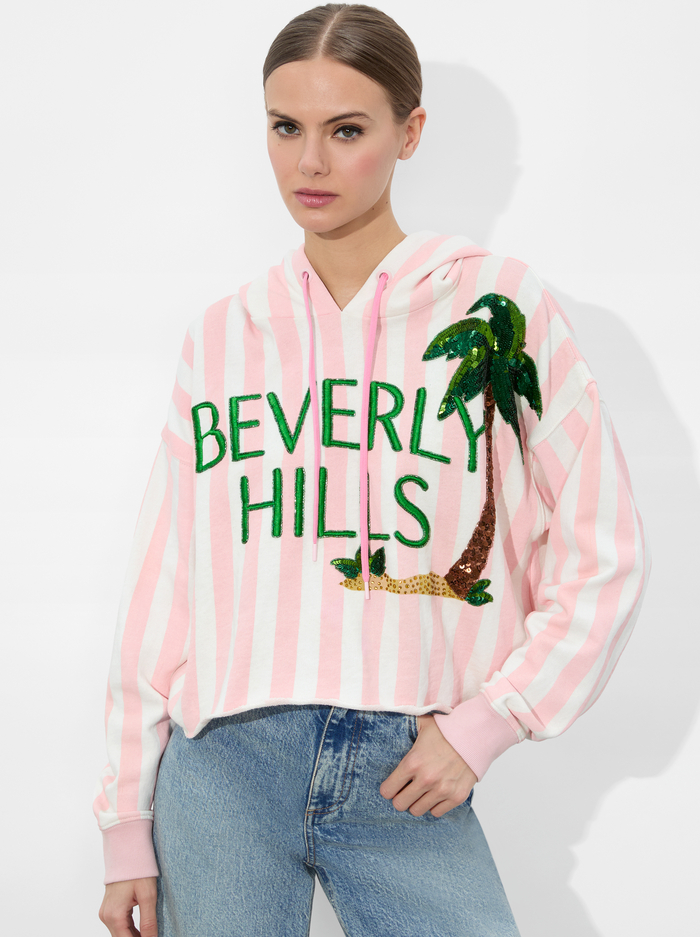 SUNNY CROPPED HOODIE - SHELL PINK MULTI - Alice And Olivia