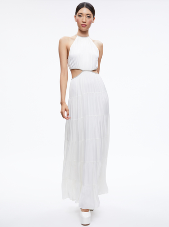 OFF WHITE-MYRTICE EMBELLISHED CUT OUT MAXI DRESS