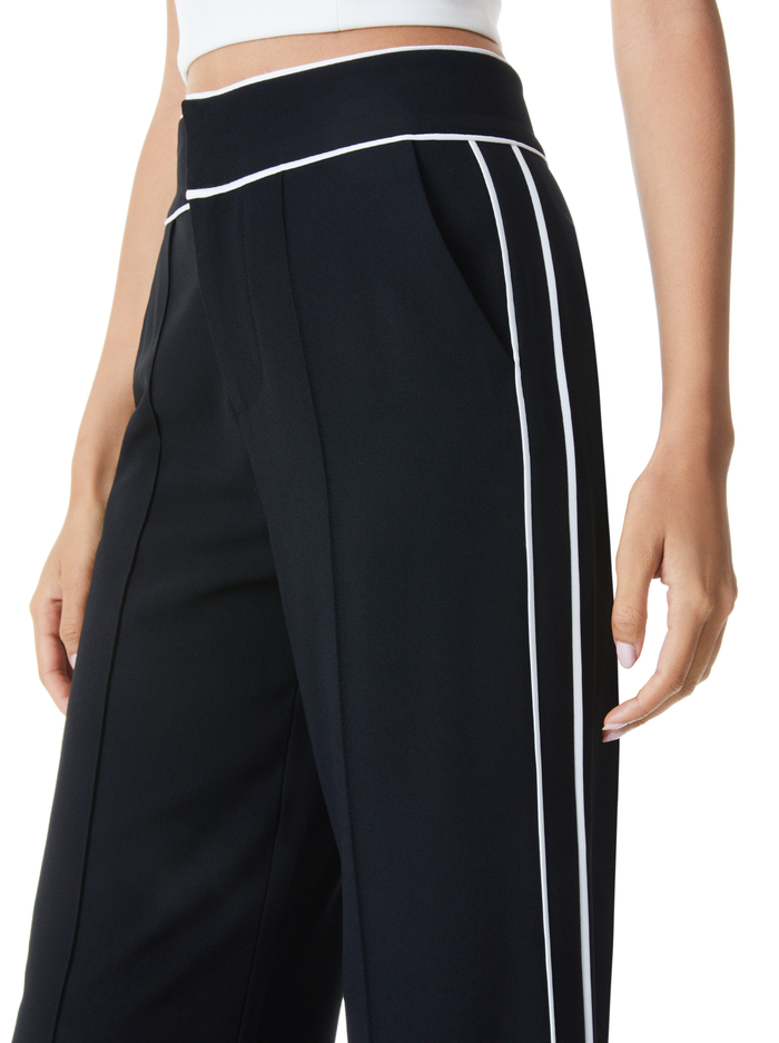 DYLAN PIPED HIGH WAIST PANT - BLACK/OFF WHITE image 3 - Alice And Olivia