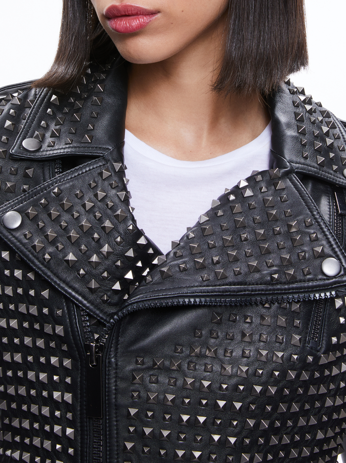 KRISHNA CROPPED MOTO LEATHER JACKET - BLACK image 3 - ALICE + OLIVIA