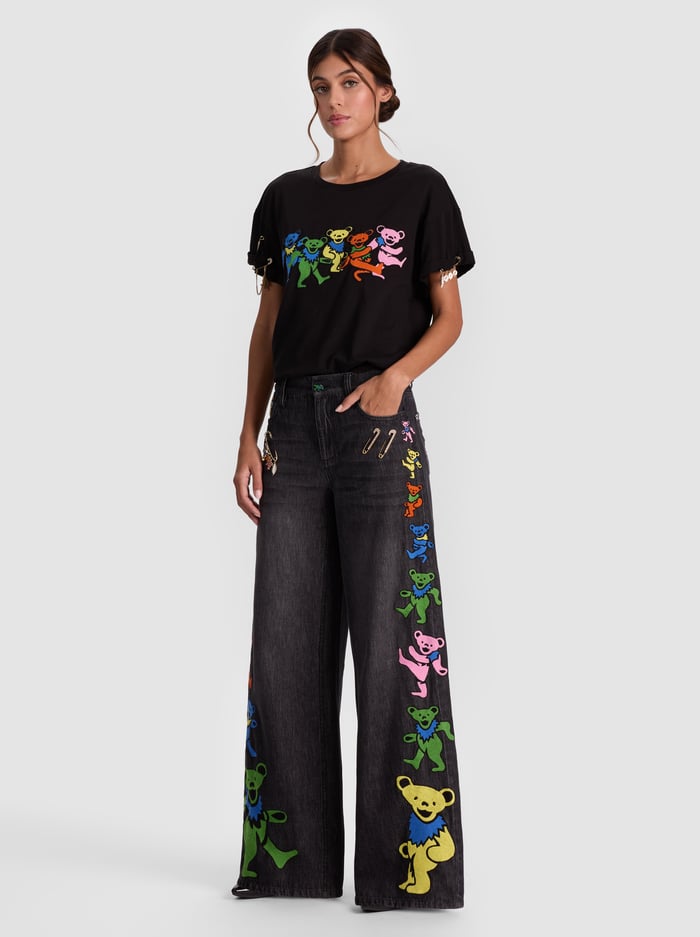 A+O X GRATEFUL DEAD AMAZING JEAN - MAYA CHARCOAL BLACK image 2 - Alice And Olivia